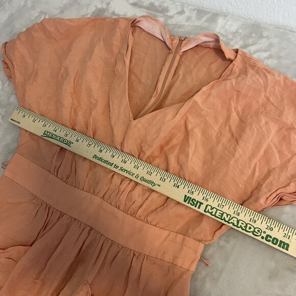 Madewell Midi Dress Womens 10 Pink/Orange Linen Blend Dolman Sheer Boho Cottage - Picture 11 of 16